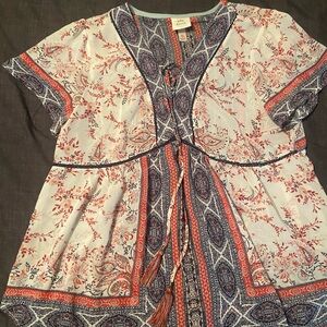 Knox Rose Boho Top - Red & Navy. Nice and cool flowy top. XL